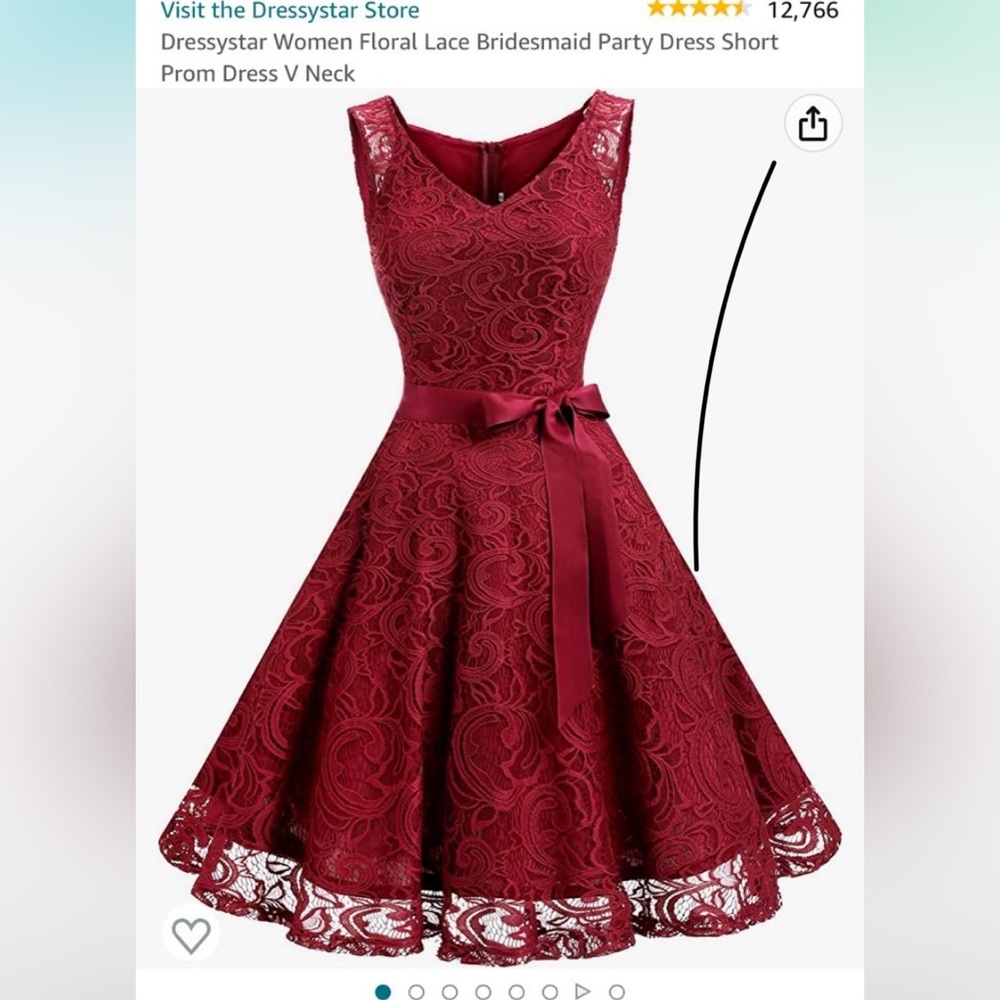 Dressystar Women Floral Lace Bridesmaid Party Dress Short Prom Dress V Neck